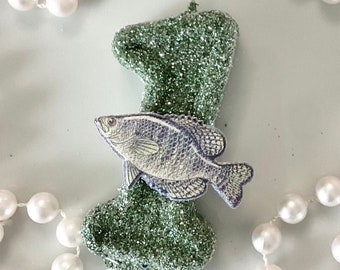 Fish Birthday Candle, Fishing Party Decor, Little Boys Birthday, Sparkly Number Cake Topper, Keepsake Candle, Party Supplies, Men’s Birthday