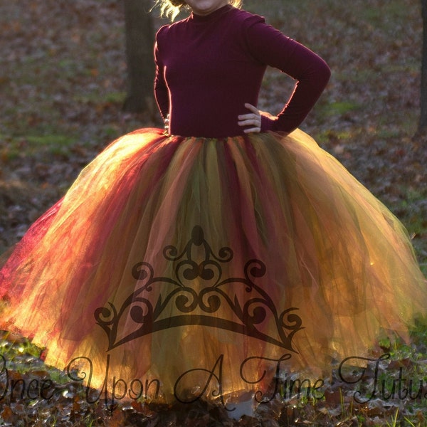 Falda de tutú de otoño, falda de otoño larga, traje de espantapájaros, traje de Halloween, falda de tutú para niños, tutú espantapájaros adulto, falda de tutú de longitud completa para niños