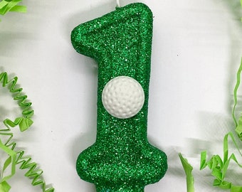 Golf Ball Birthday Candle, Sports Party Decor, Sports Ball, Golf Party Decor, Sparkly Number Cake Topper, Keepsake Candle, Party Supplies