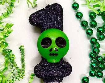 Bougie d'anniversaire extraterrestre verte, décoration de fête martienne, bougie d'anniversaire sur le thème des garçons, décoration de gâteau scintillante avec chiffres, bougie souvenir, articles de fête