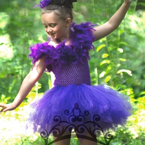 Purple Bird Feather Dress, Halloween Costume, Kids Parrot Costume, Little Girls Tutu Dress, Toddler Costume,  Baby Nightingale Feather Wings