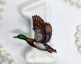 Mallard Duck Birthday Candle, Hunting Season Party Decor, Boys Hunter Theme, Birthday Candle, Sparkly Cake Topper, Keepsake, Party Supplies