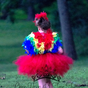 Parrot Costume, Halloween Costume, Girls Parrot Costume, Feather Tutu Dress, Toddler Costume, Kids Scarlet Macaw Layered Dress, Childs Size