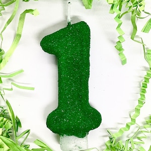 Bougie d'anniversaire vert Kelly, Décorations de fête vert mat, Une bougie, Décoration de gâteau numérotée, Bougie souvenir pour enfants, Articles de fête pour enfants image 1