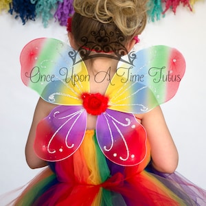 Bright Rainbow Fairy Wings - Birthday Party Favor Accessory - Little Girls Butterfly Costume - Fairy Halloween Costume - Ready To Ship