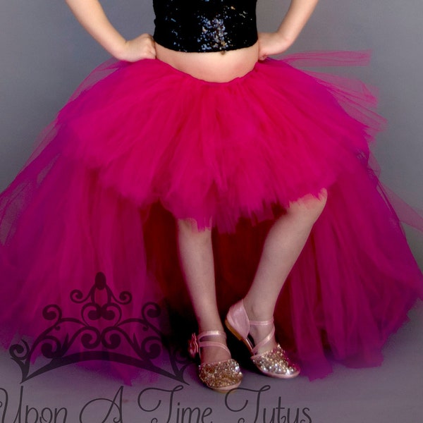 Fuchsia Pink Tutu Skirt, High Low Tulle Skirt, High Low Tutu, High Low Skirt, Hi Lo Tulle Skirt, Girls Hi Lo Tutu, Kids Tutu, Adult Tutu