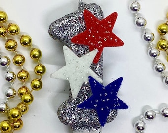 Star Glitter Verjaardagskaars, Rood Blauw Patriottische Verjaardag, USA Party Decor, Sparkly Number Cake Topper, One Keepsake Candle, Party Supplies