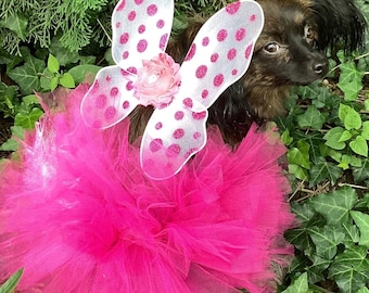 Hot Pink Dog Tutu, Puppy Tutu Skirt, Wings, Dog Halloween Costume, Pet Birthday, Xxs XS Small Medium Large Extra Large Xxl Xxxl, Dog Tutu