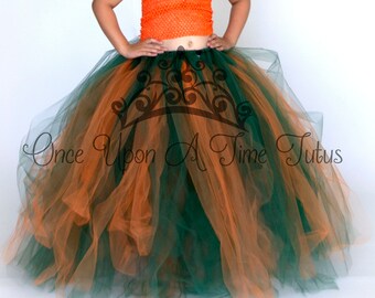 Orange Hunter Green Tutu Skirt, Long Fall Skirt, Kids Hunting Tutu, Halloween Costume, Camo Wedding Skirt, Flower Girl Tutu, Autumn Tutu