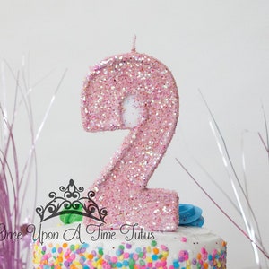 Sparkly Pink Birthday Candle, Large Princess Party Decor, Glitter Birthday Candle, Number Cake Topper, Keepsake Candle, Party Supplies