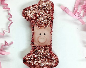 Bougie d'anniversaire cochon, Décorations de fête cochon, Un, Bougie scintillante sur le thème de la ferme, Décoration de gâteau scintillante avec chiffres, Bougie souvenir, Articles de fête