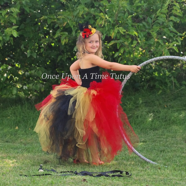 Costume de maître de anneau, robe tutu de maître de cercle, jupe d’anniversaire de cirque, jupe de carnaval d’enfant, tutu de petites filles, tutu d’enfants, buste d’or noir rouge