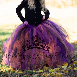 Orange Black Purple Tutu Skirt, Halloween Costume Skirt, Witch Costume Girls, Little Girls Tulle Skirt, Kids Tutu Skirt, Long Tulle Skirt