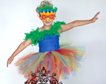 Parrot Costume, Halloween Costume, Baby Parrot Costume, Girls Tutu Dress, Toddler Costume, Kids Macaw Dress, Child Costume, Green Blue Red