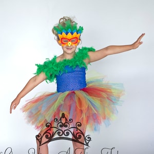 Parrot Costume, Halloween Costume, Baby Parrot Costume, Girls Tutu Dress, Toddler Costume, Kids Macaw Dress, Child Costume, Green Blue Red