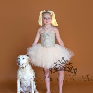 Costume de chien de tan, costume d’Halloween, costume d’animal d’enfants, robe de tutu de fille de bébé, costume d’enfant en bas âge, costumes pour les filles infantiles, laboratoire jaune, chiot