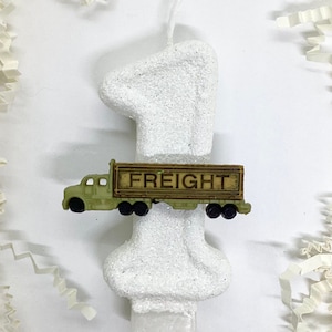 Truck Birthday Candle, Tractor Trailer Party Decor, Kids Sparkly Number Cake Topper, Boys Keepsake Candle, Mens Party Supplies, Freight
