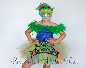 Parrot Costume, Halloween Costume, Baby Parrot Costume, Girls Tutu Dress, Toddler Costume, Kid Macaw Dress, Child Costume, Green Blue Orange