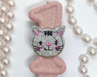 Cat Birthday Candle, Animal Party Decor, Pet Theme, Kid Glitter Birthday Candle, Sparkly Number Cake Topper, Keepsake Candle, Party Supplies