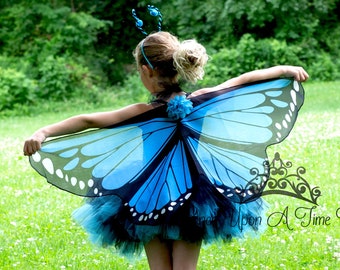 Blue Butterfly Halloween Costume, Girls Butterfly Dress, Toddler Butterfly Costume, Adult Tutu Skirt, Kids Monarch Butterfly, Bright Blue