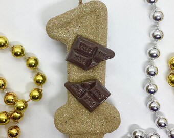 Bougie d'anniversaire au chocolat, Décoration de fête de barre chocolatée, Décorations personnalisées pour enfants à thème, Décoration de gâteau scintillante avec chiffres, Bougie souvenir, Fournitures sucrées