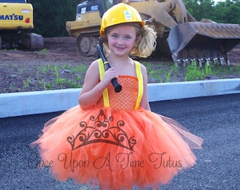 Construction Halloween Costume, Girls Birthday Dress, Kids Tutu Dress, 1st Birthday Outfit, Girl Birthday Dress, Builder Birthday Party