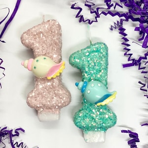 Shell Birthday Candle, Under The Sea Party Decor, One Glitter Birthday Candle, Sparkly Number Cake Topper, Kid Keepsake Candle, Party Supply
