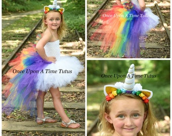 Costume de licorne, robe de tutu de licorne, costume de licorne d'enfants, tutu de licorne d'arc-en-ciel lumineux, tenue d'anniversaire de licorne, robe de licorne de petite fille