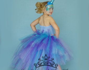 Narwhal Costume, Unicorn Tutu Dress, Kids Narwhal Costume, Mermaid Unicorn Tutu, Unicorn Birthday Outfit, Little Girl Purple Blue Tutu Dress