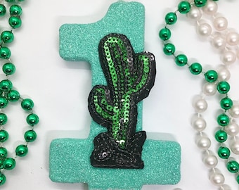 Vela de cumpleaños de cactus, fiesta de cumpleaños suculenta, suministros para fiestas de niñas, vela brillante, número de brillo, adorno de pastel, recuerdo de cumpleaños para niños