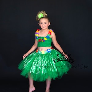 Hawaiian Luau Tutu, Hula Grass Skirt, Tutu Dress Set, Pool Party Birthday Outfit, Halloween Costume, Kid Costume, Little Girl Polynesian