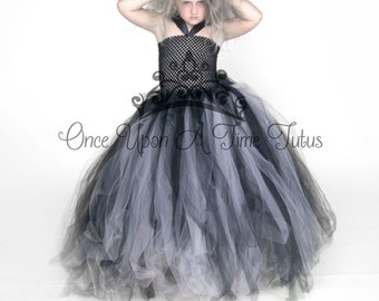 Black Grey Dress, Zombie Halloween Kostuum, Meisjes Witch Kostuum, Kids Floor Length Jurk, Lange Tule Jurk, Kids Zombie Kostuum, Grijs Zwart