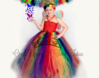 Rainbow Tutu Dress, Rainbow Fairy, Halloween Costume, Butterfly Theme, Kids Halloween Costume, Clown Costume, Unicorn Birthday Outfit, Dress