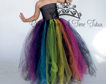 Black Rainbow Tutu Dress, Dark Unicorn Halloween Costume, Kids Halloween Costume, Scary Clown Costume, Unicorn Birthday Outfit, Long Dress