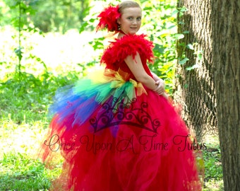 Parrot Costume, Halloween Costume, Baby Parrot Costume, Girls Tutu Dress, Toddler Costume, Kids Scarlet Macaw Layered Dress, Child Costume