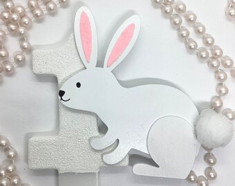 Bougie d'anniversaire lapin, décoration de fête de printemps, décoration de fête lapin, grande décoration de gâteau scintillante, une bougie souvenir, articles de fête de Pâques