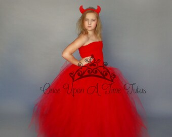 red full length tutu dress devil halloween costume girl long gown baby christmas girls size 6 12 months 2t 3t 4t 5t 6 7 8 10 12