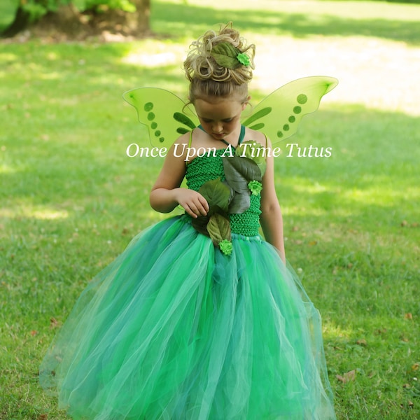 Green Garden Fairy Tutu Dress - Flores y Hojas - Hadas Jungle Theme Pageant Gown - Niños Niñas Talla 12 Meses 2T 3T 4T 5T 6 7 8 10 12