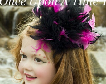 Rosa schwarze Feder Haarspange, schwarze Boa Haarteil, Flamingo Feder Stirnband, Kinder Fascinator, Kleinkind Haarspange, Kostüm Haarschmuck