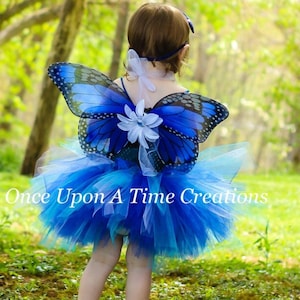 Blue Monarch Butterfly Halloween Costume, Little Girls Butterfly Tutu Dress, Toddler Butterfly Costume, Kids Butterfly Wings, Child Costume