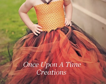 Orange Black Dress, Witch Halloween Costume, Girls, Kids Floor Length, Long Tulle Gown, Autumn Pageant Tutu Dress, Fall Birthday Outfit