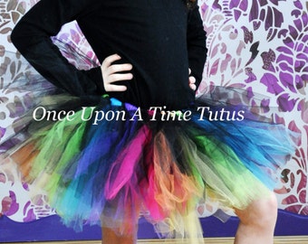 Black Rainbow Tutu, Bright Rainbow Tutu, Baby Girls Tutu, Kids Tutu, Toddler Tutu, 1st Birthday Skirt, Birthday Tutu, Multicolor Tutu Skirt