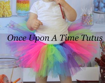 Rainbow Tutu, Neon Kids Tutu, 1st Birthday Tutu, First Birthday Tutu, Bright Tutu, Mulitcolor Tutu, Infant Tutu, Toddler Tutu, Adult Tutu