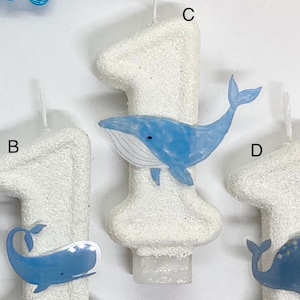 Whale Birthday Candle, Ocean Party Decor, Under Sea Theme Party Decor, One Sparkly Number Cake Topper, Kids Keepsake Candle, Party Supplies