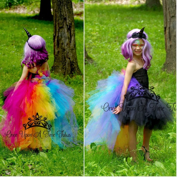 Unicorn Costume, Unicorn Tutu Dress, Kids Unicorn Costume, Black Rainbow Unicorn Tutu, Unicorn Birthday Outfit, Little Girl Unicorn Dress