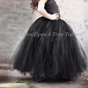 Long Black Tutu Skirt, Little Girls Tulle Skirt, Kids Skirt, Wedding Flower Girl Skirt, Full Length Tulle Skirt, Solid Color Skirt, Witch