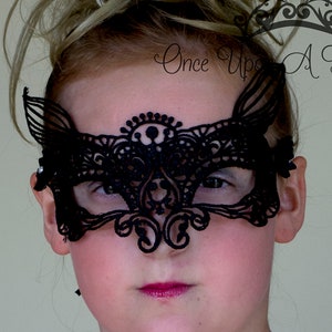 Zwarte kant Fantasy Fox Masquerade Mask-volwassen tiener kind grootte kant stropdas terug Tieback bandjes Prom Gothic Halloween kostuum-klaar om te verzenden
