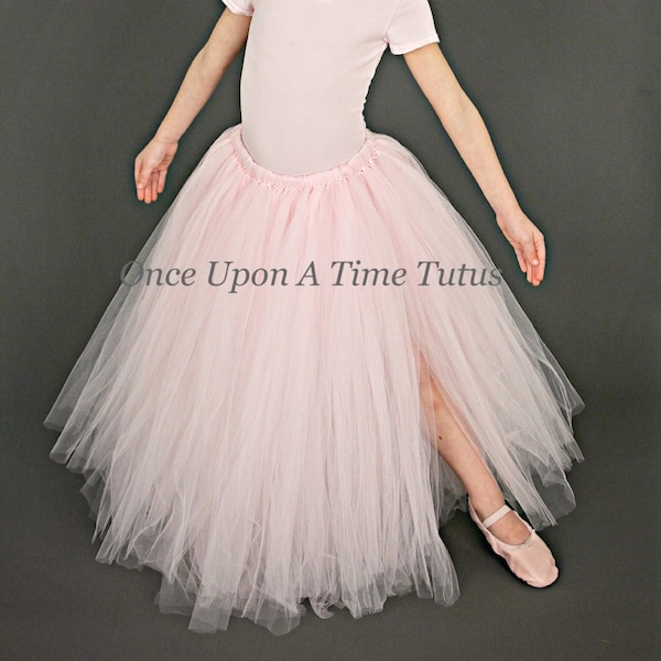 Long Ballerina Pink Tutu Skirt, Little Girls Tulle Skirt, Kids Tutu Skirt, Wedding Flower Girl Skirt, Full Length Tulle Skirt, Solid Color