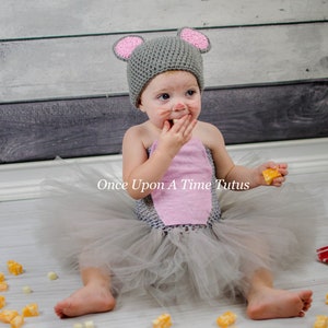 Maus-Kostüm, Halloween-Kostüm, Kinder Tier Kostüm, Baby-Mädchen Tutu Kleid, Kleinkind Kostüm, Kostüme für Säugling Mädchen, grau rosa Maus