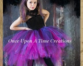 Wild Queen Tutu Dress, Girl Halloween Costume, Kids Birthday Outfit, Photo Prop, Rock Star Costume, High Low Tulle Dress, Pink Black Purple